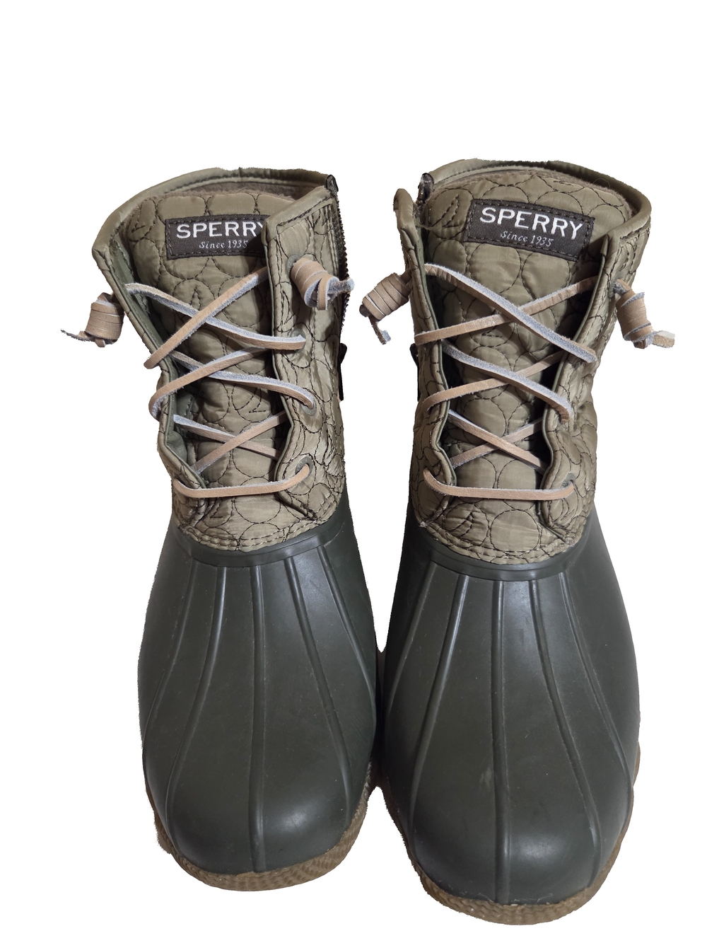 Sperry Olive Green Quilted Duck Boots